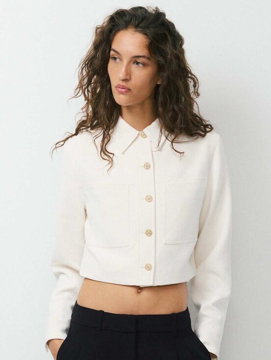 Wilfred Jackets & Blazers - Aritzia Wilfred Cream Little Cropped Jacket Button-Front